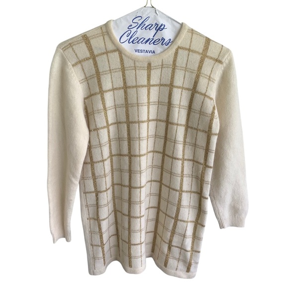 Vintage Talbots Cream Sweater Lambswool Angora Blend Size Women’s Petite Medium - Picture 1 of 7